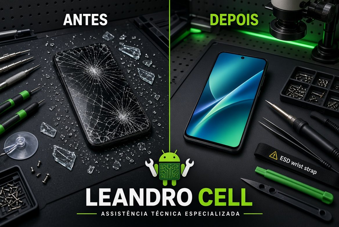 Bancada com celular e ferramentas Leandro Cell